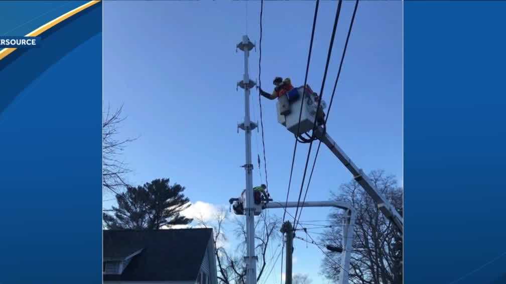 New Hampshire power outages Eversource crews use rapid pole tool