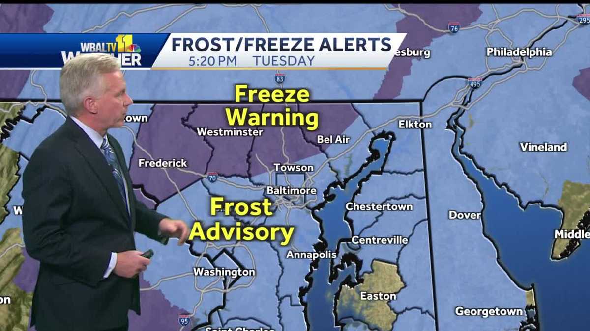 Parts of Maryland under freeze warning, frost advisory