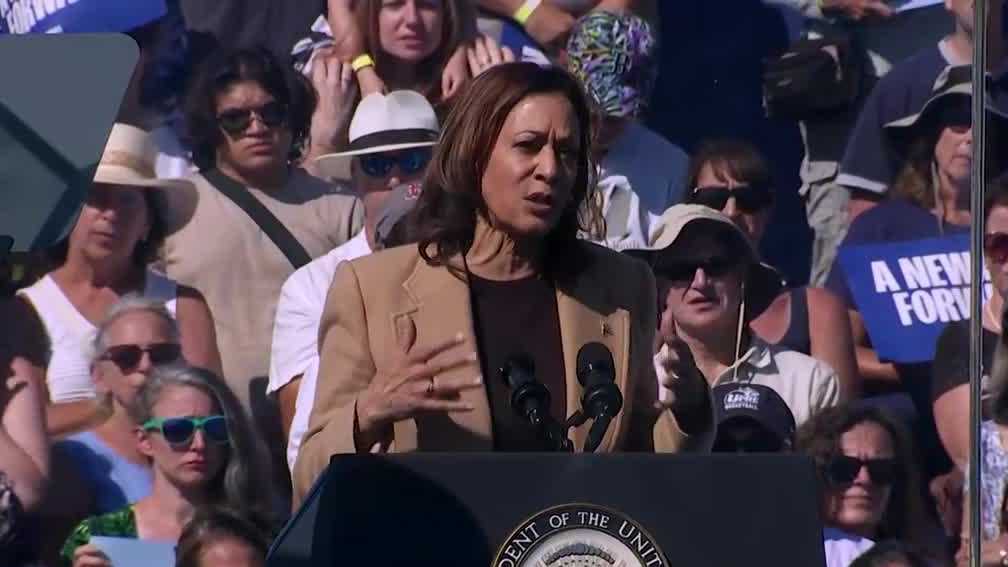 Kamala Harris addresses Georgia school shooting at NH rally