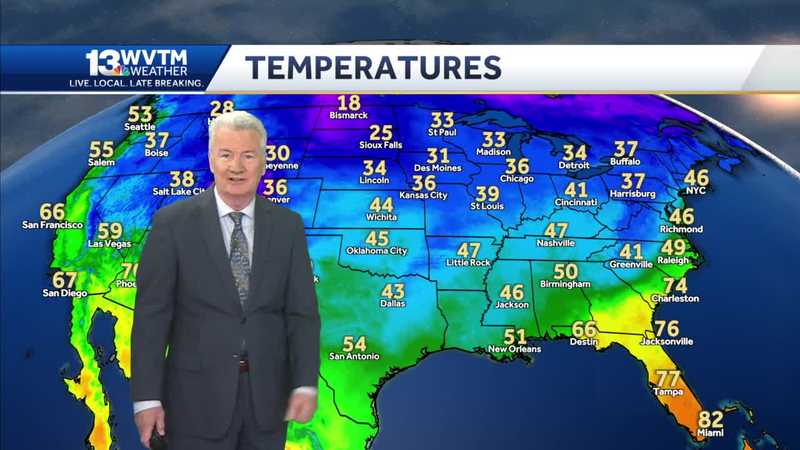 The Arctic unloads a blast of cold aimed at Alabama this week