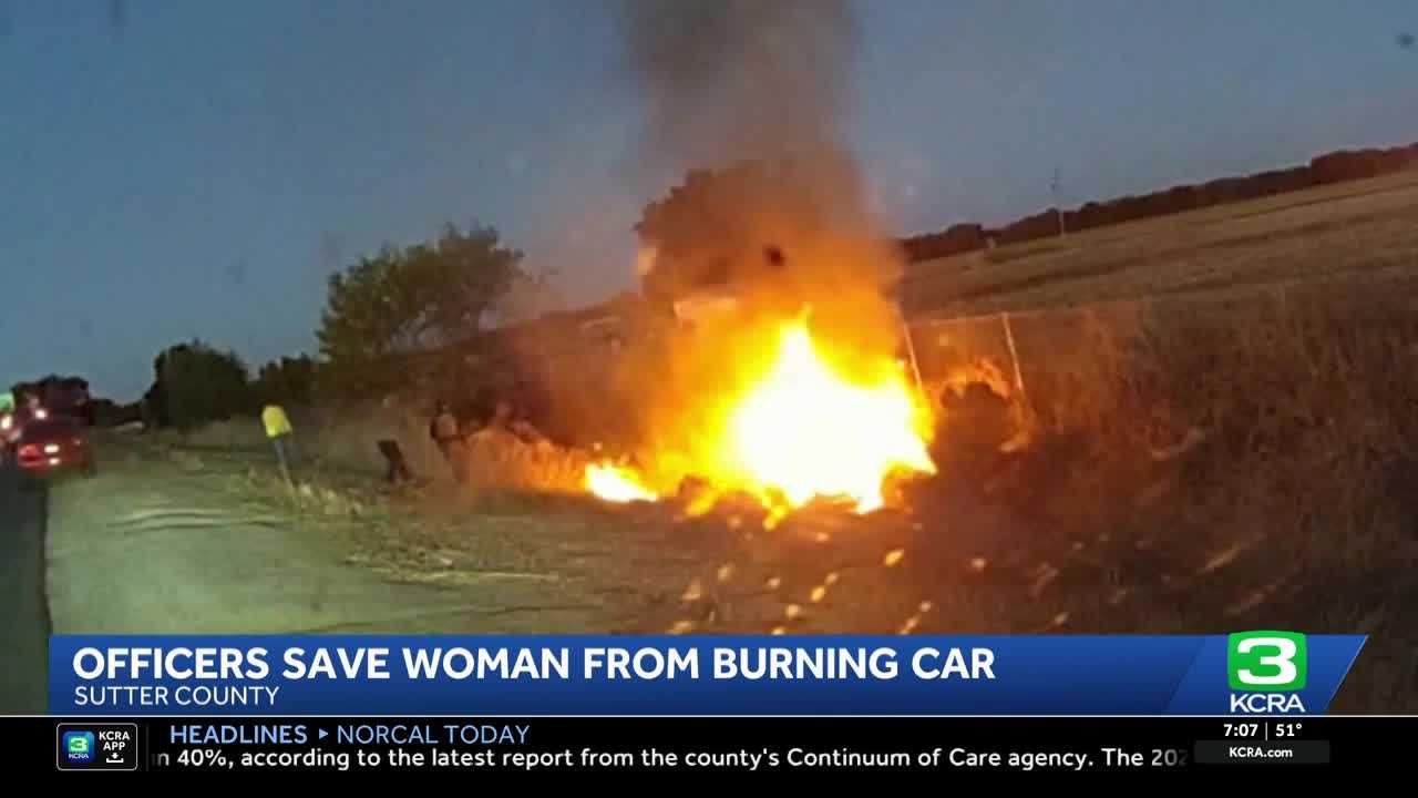 'Just keep trying': California rangers speak out on woman's rescue from burning car in Sutter County