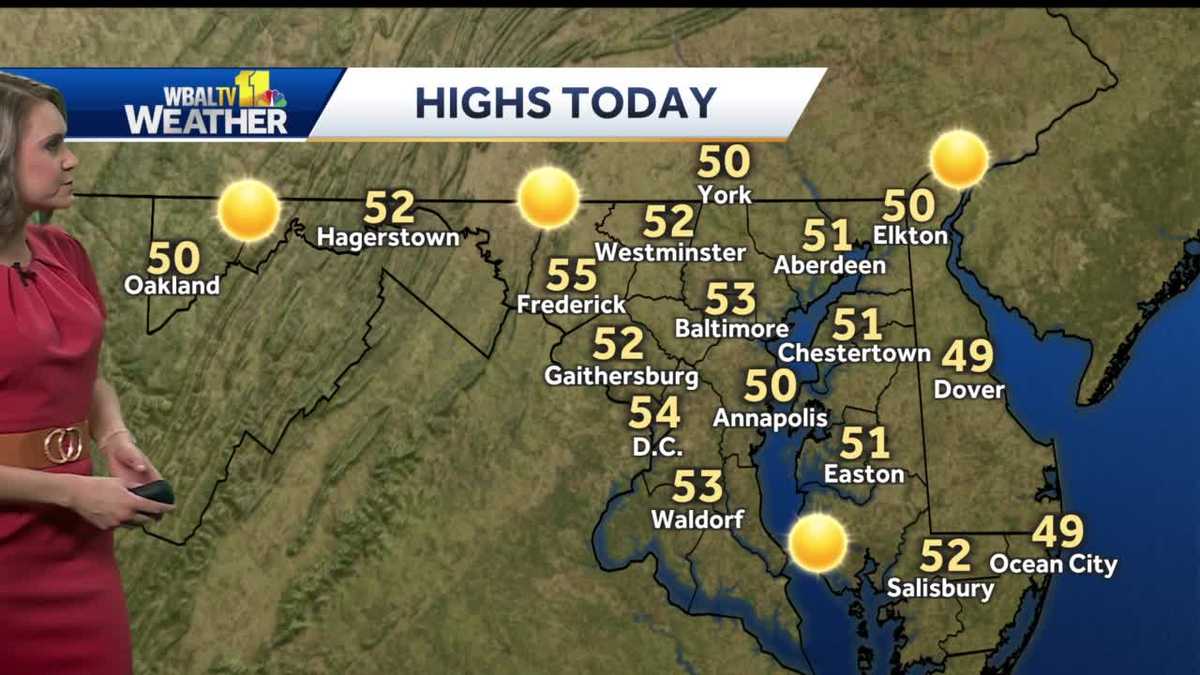 Sunny Thursday with cooler temps in the mid 50's