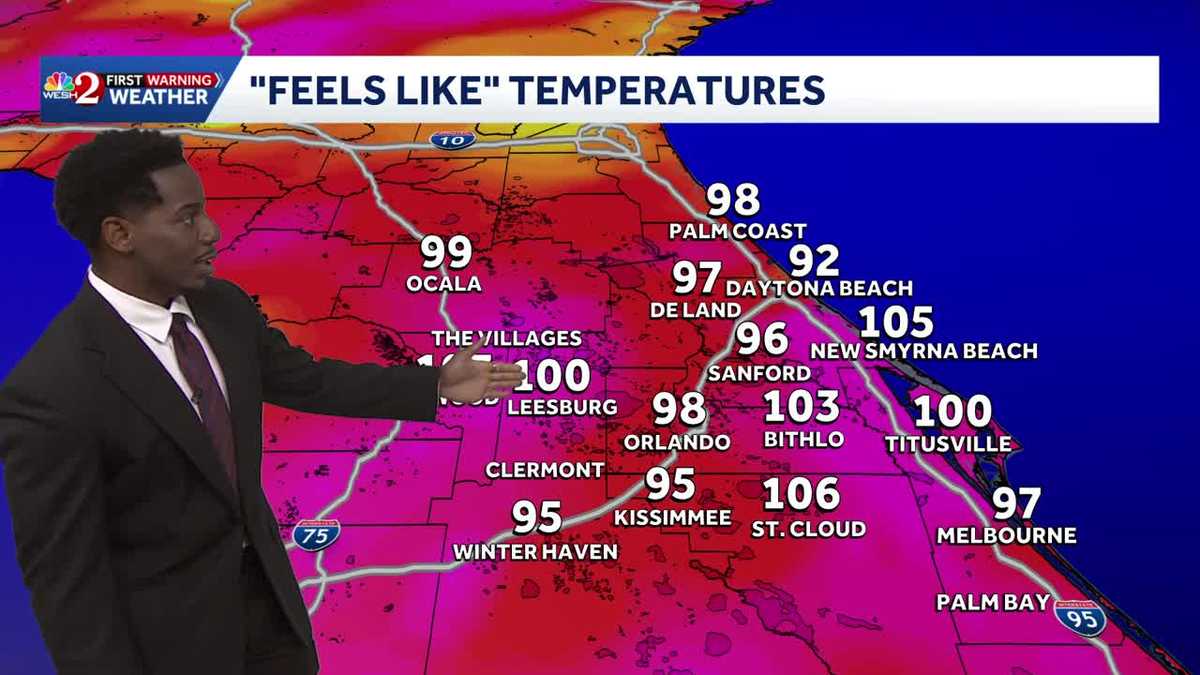 Warmest air of the year so far in Orlando - Late start for showers brings highs into upper 90s