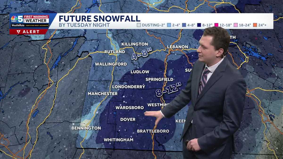 Slick travel, several inches of snow in Vermont and New York on Tuesday due to coastal storm