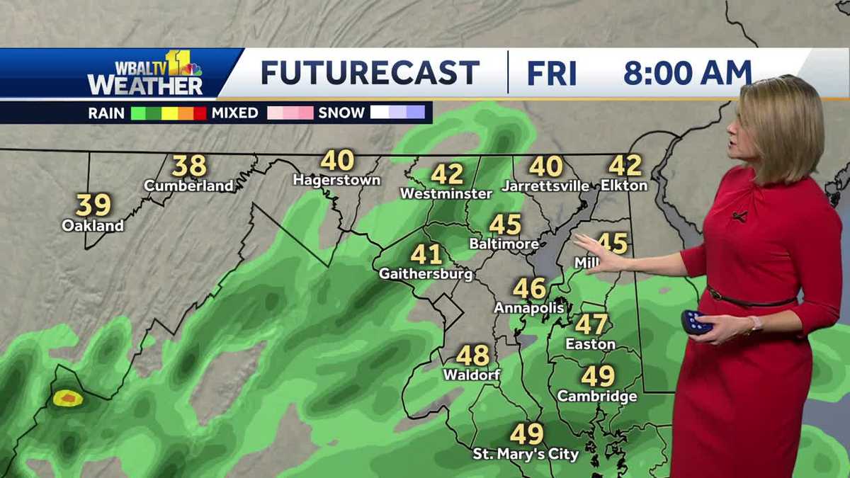 Showers, fog for early Friday with warmer temps in 50's