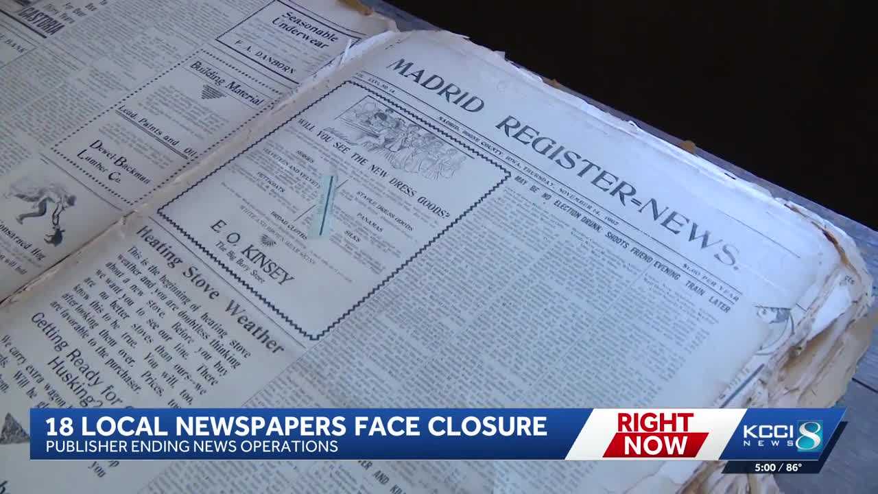 kcci.com - Marcus McIntosh - Possible shutdown of 18 Iowa newspapers raises alarm over future of small-town journalism