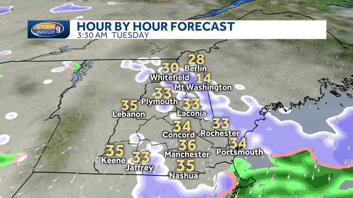 More rain for Monday ahead of scattered light snow showers