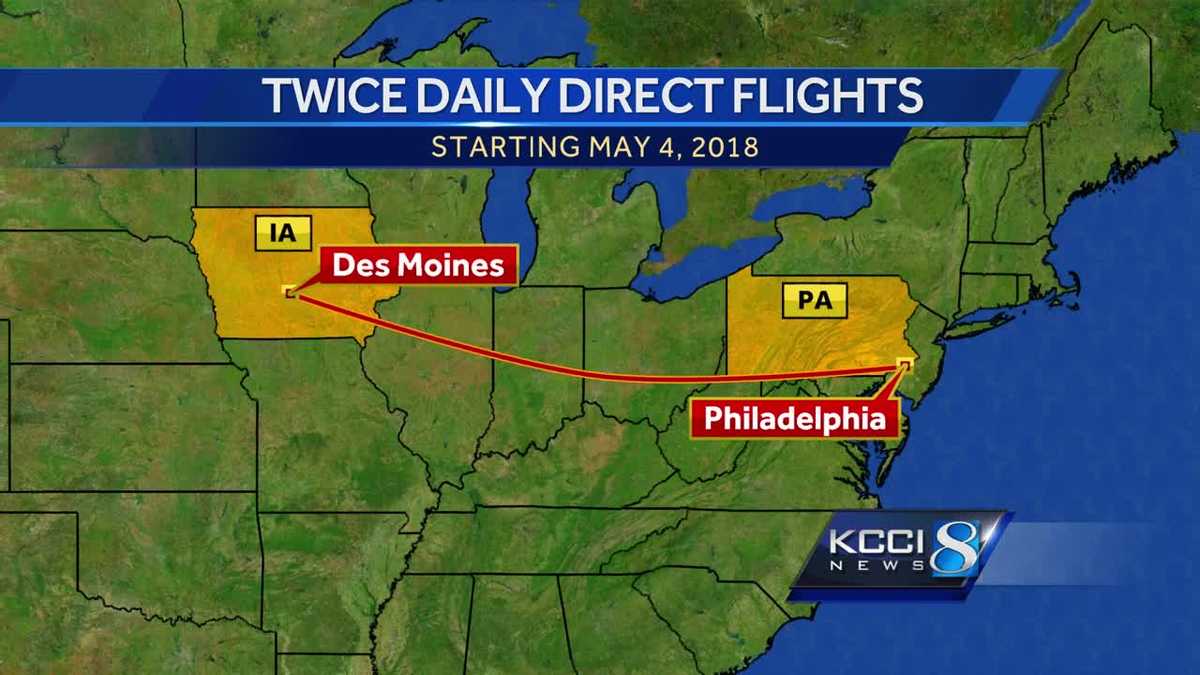 New service to offer direct flights from DSM to PHL New service to offer direct flights from DSM to PHL