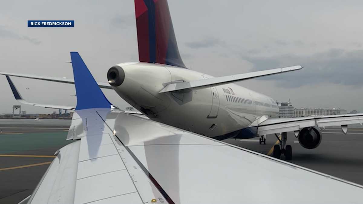 Een United-vliegtuig landde met een Delta-vliegtuig op Boston Logan Airport