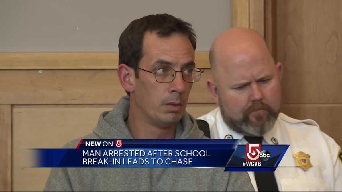 Man arrested after school break-in leads to chase