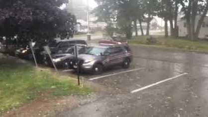 Video: Large hail pummels York
