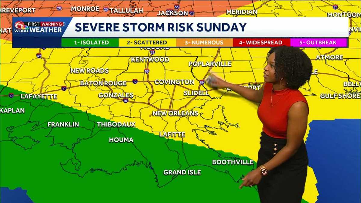 Severe storms, strong winds possible late Sunday into Monday for Southeast Louisiana, Mississippi