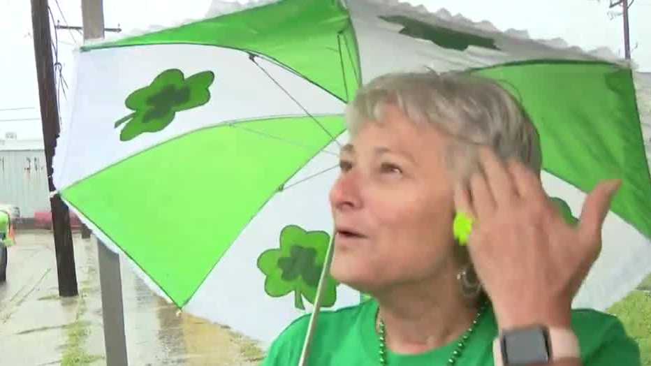 New Orleans Downtown Irish Club parade rain