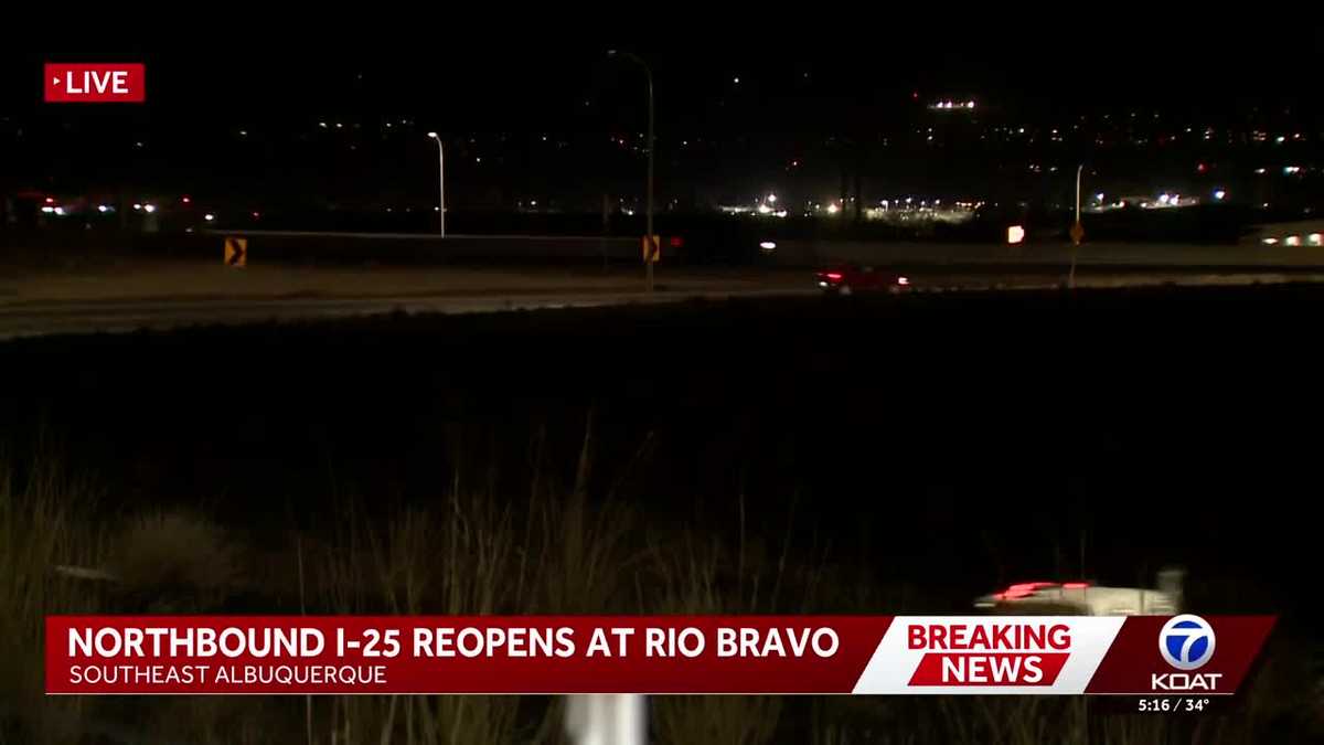 Northbound I-25 reopens at Rio Bravo after overnight crash