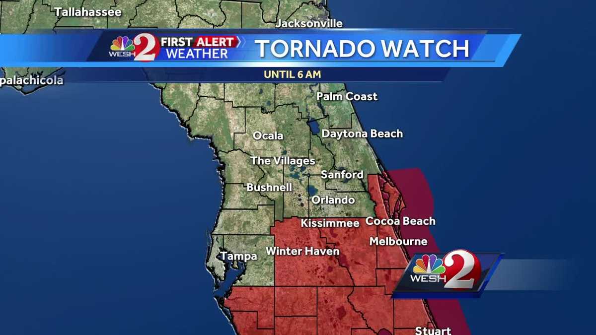 Tornado Watch in effect for parts of Central Florida until 6 a.m.