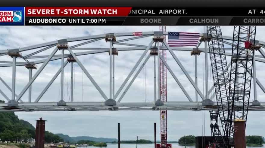 Construction crews reach milestone at Mississippi River Bridge in Lansing
