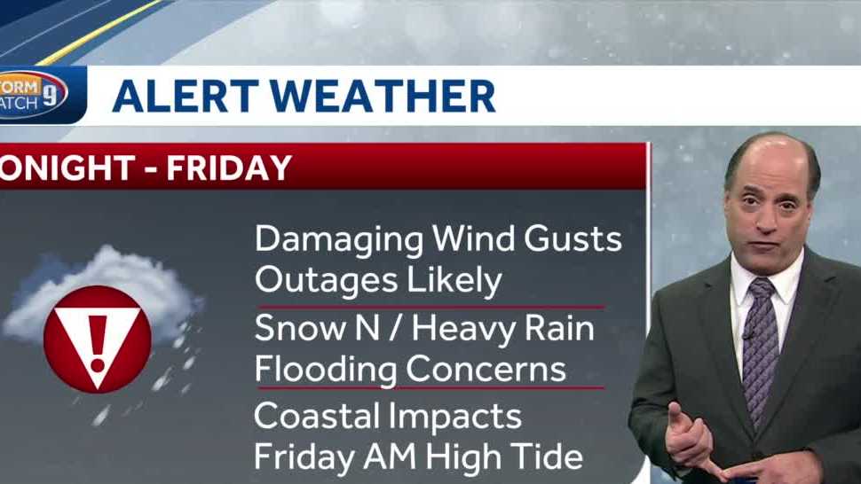 New Hampshire weather forecast Damaging winds, winter mix