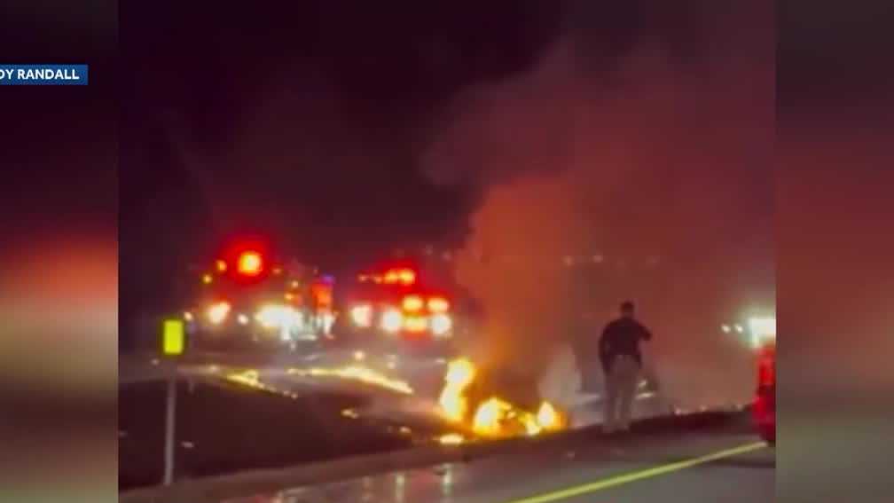 2 seriously injured in fiery crash on I-95 in Greenland