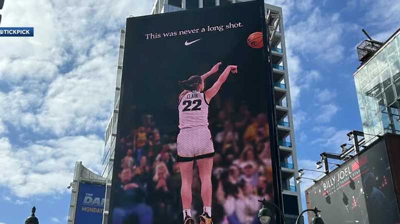 Times Square Nike billboard features Iowa star Caitlin Clark