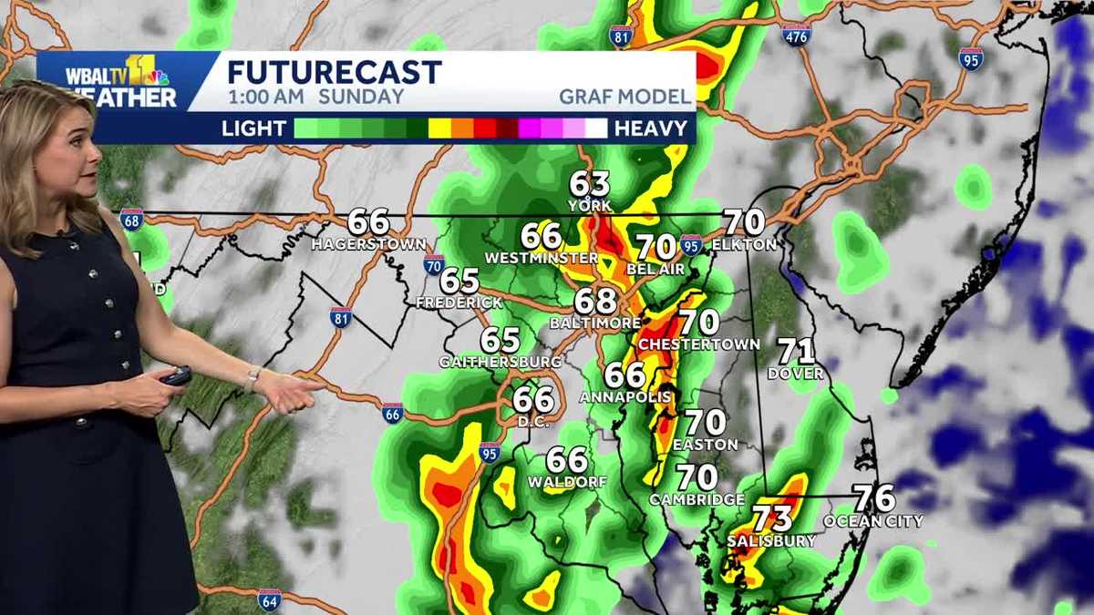 Thunderstorms Saturday night in the Baltimore area