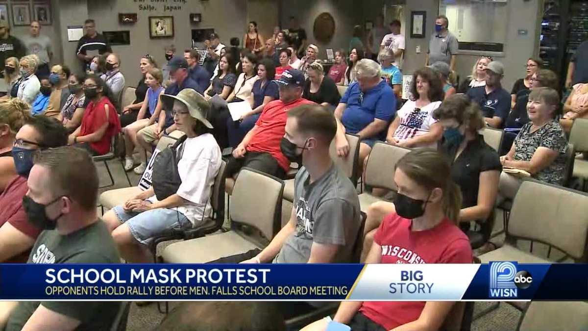 COVID-19: Rally against mask mandate outside school board meeting