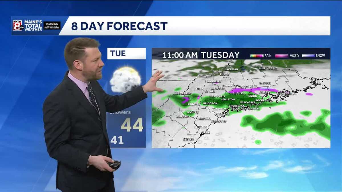 Much warmer in Maine but cooler, cloudy and showers Tuesday