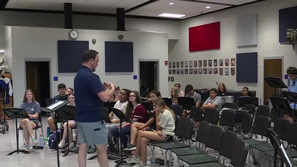 Students beating the heat during Oneonta Schools band camp