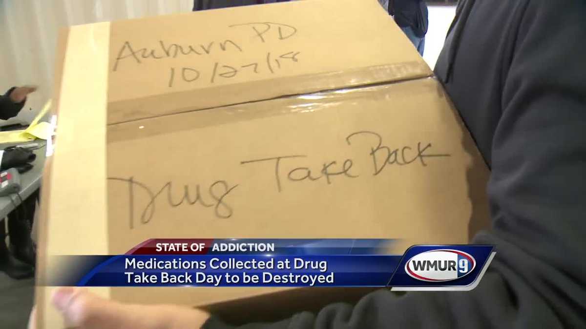 Boxes of medications collected during Drug Take Back Day