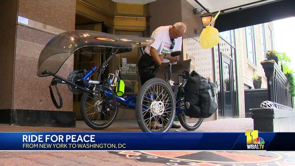 Man rides tricycle from NY to DC to spread anti-violence message