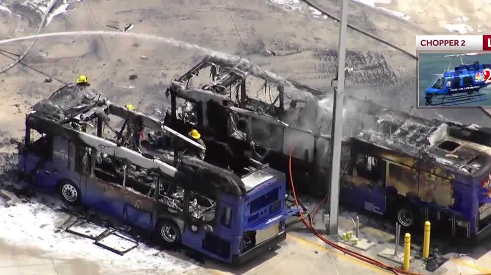 Tour buses catch fire outside of Epic Universe in Orlando