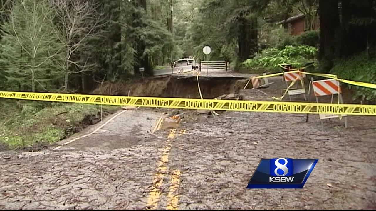 Still Closed Soquel San Jose Road in Santa Cruz mountains Highway 1 in Big Sur