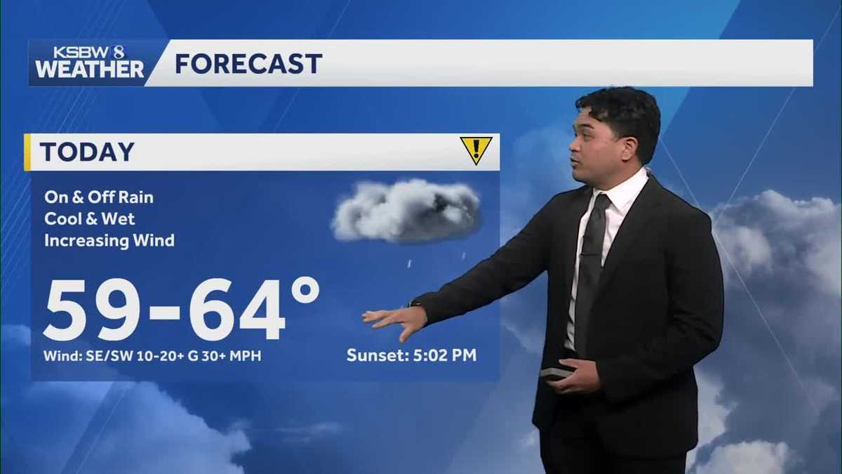Continued rain expected across the Central Coast Thursday with a chance of thunderstorms