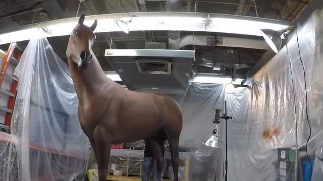 Golden Tempo statue nearly ready to enter the Winners Circle at Derby Museum