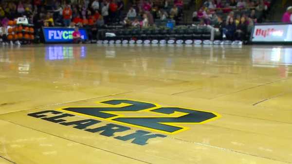 iowa honors caitlin clark with logo on carver court where she sunk record-breaking 3-pointer