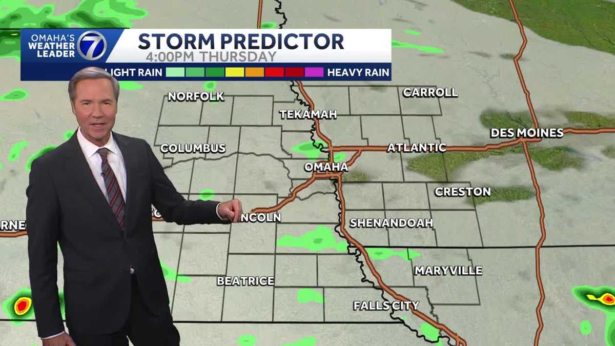 Small rain chance Thursday for Omaha along with quite a few clouds