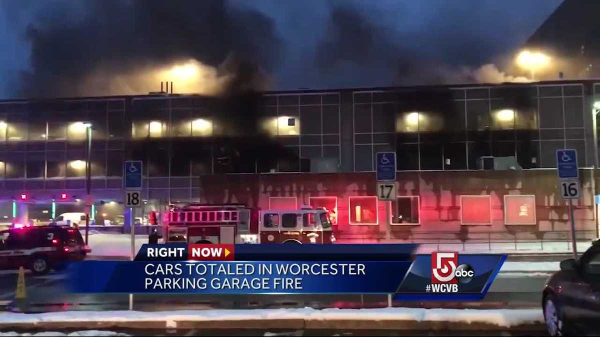 Cars totaled in hospital parking garage fire