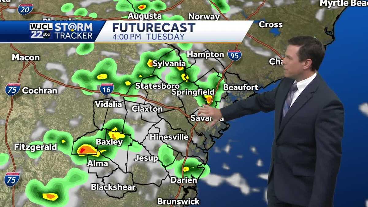 Showers & storms this afternoon with a few strong storms possible