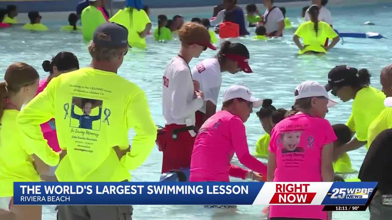 World’s largest swimming lesson held at Rapids Water Park to promote swim safety