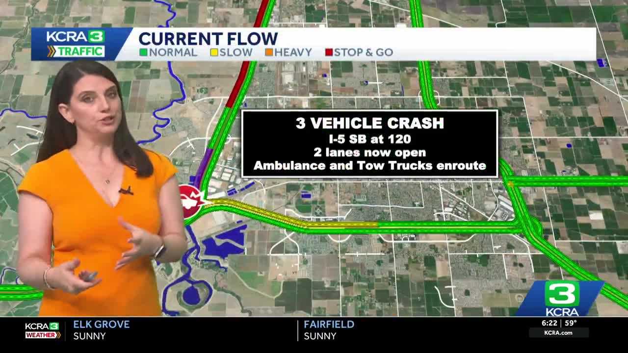 I-5 traffic delayed after a crash in Lathrop