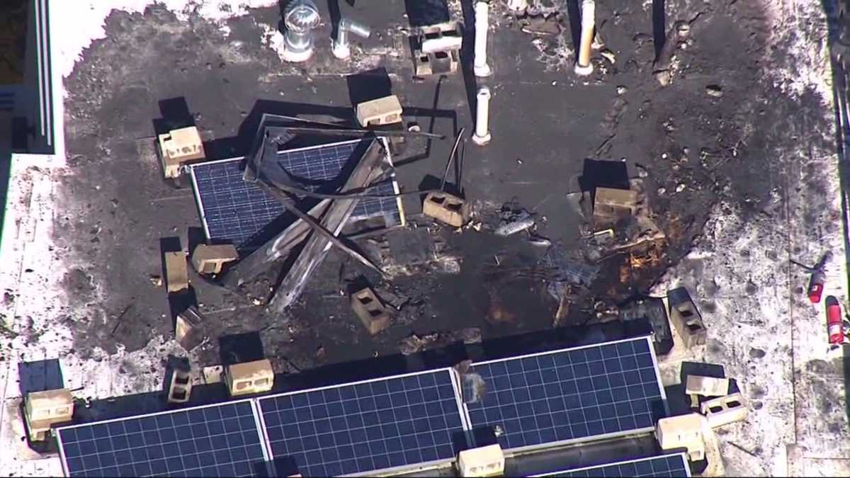 Solar panels catch fire on Boston rooftop