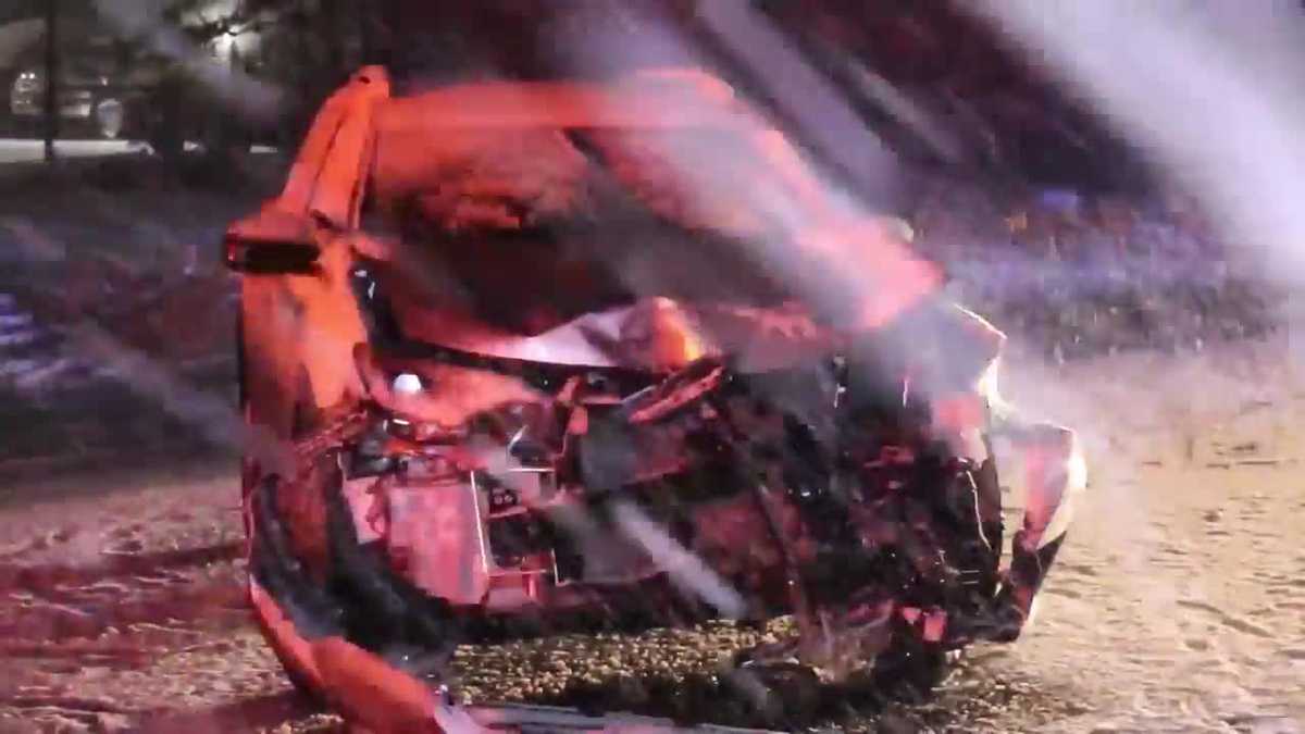 Car, snow plow collide in slick conditions