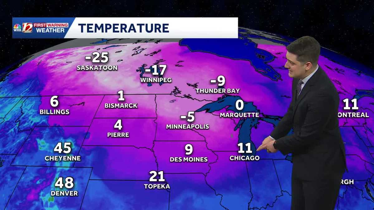 Colder air and bitter wind chills reach North Carolina on Sunday