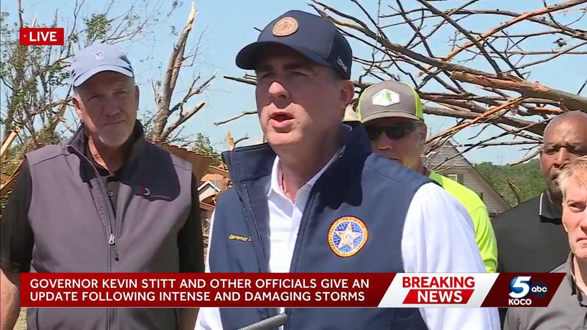 Gov. Kevin Stitt surveys extensive tornado damage in Enid