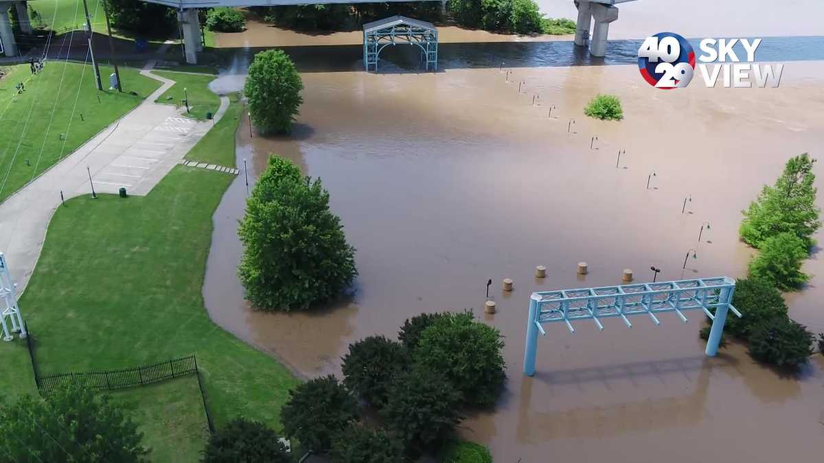 DRONE VIDEO: Riverfront Park flooded in Fort Smith