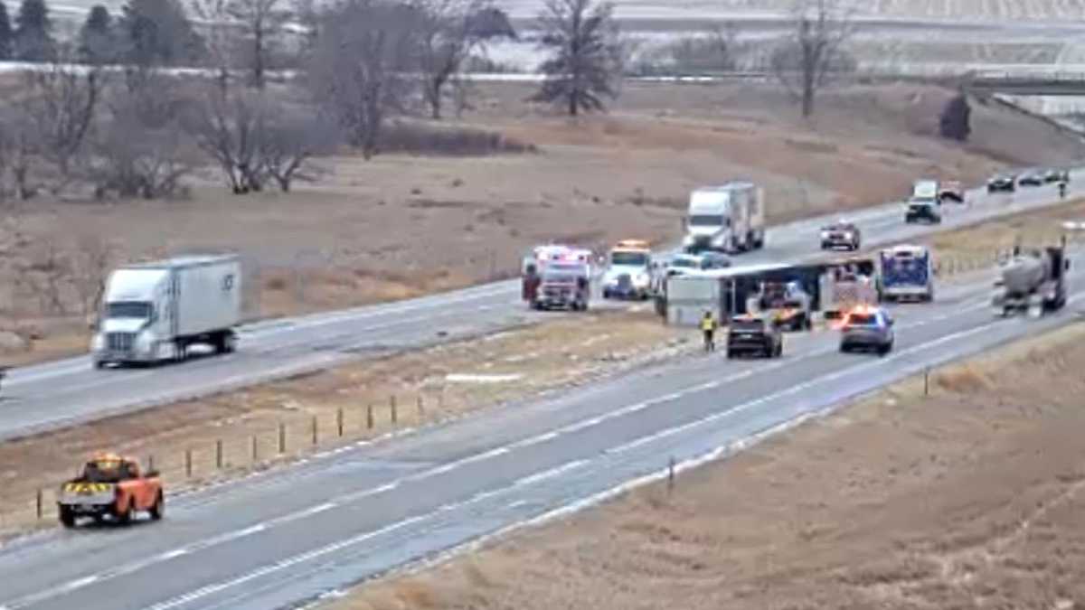 Semi-truck tips over on I-80 in Iowa, killing driver
