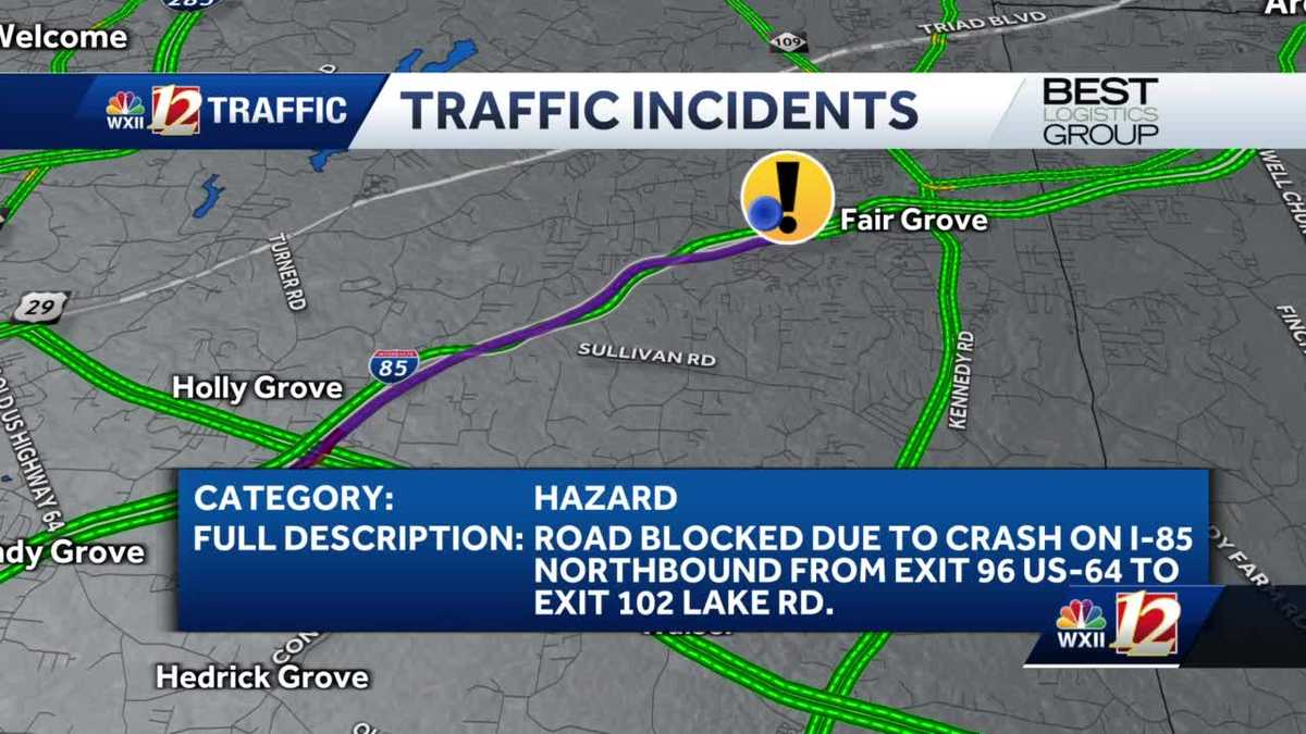 North Carolina I-85 in Davidson County closed for crash