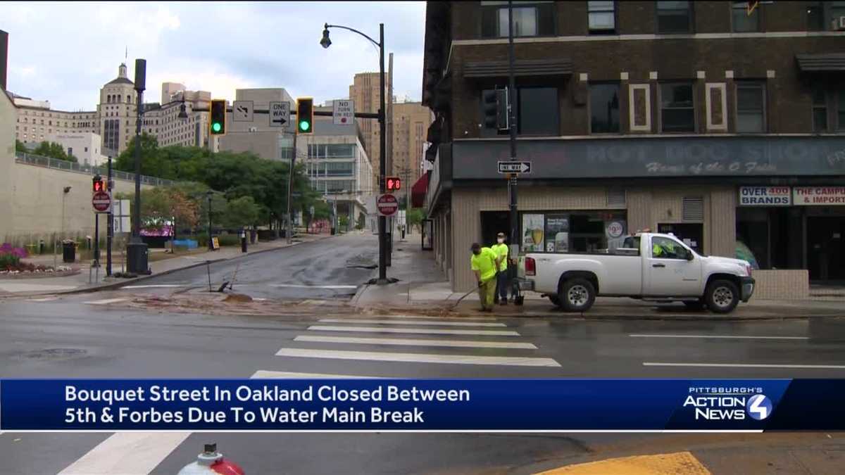 Water main break closed Oakland street and flooded businesses