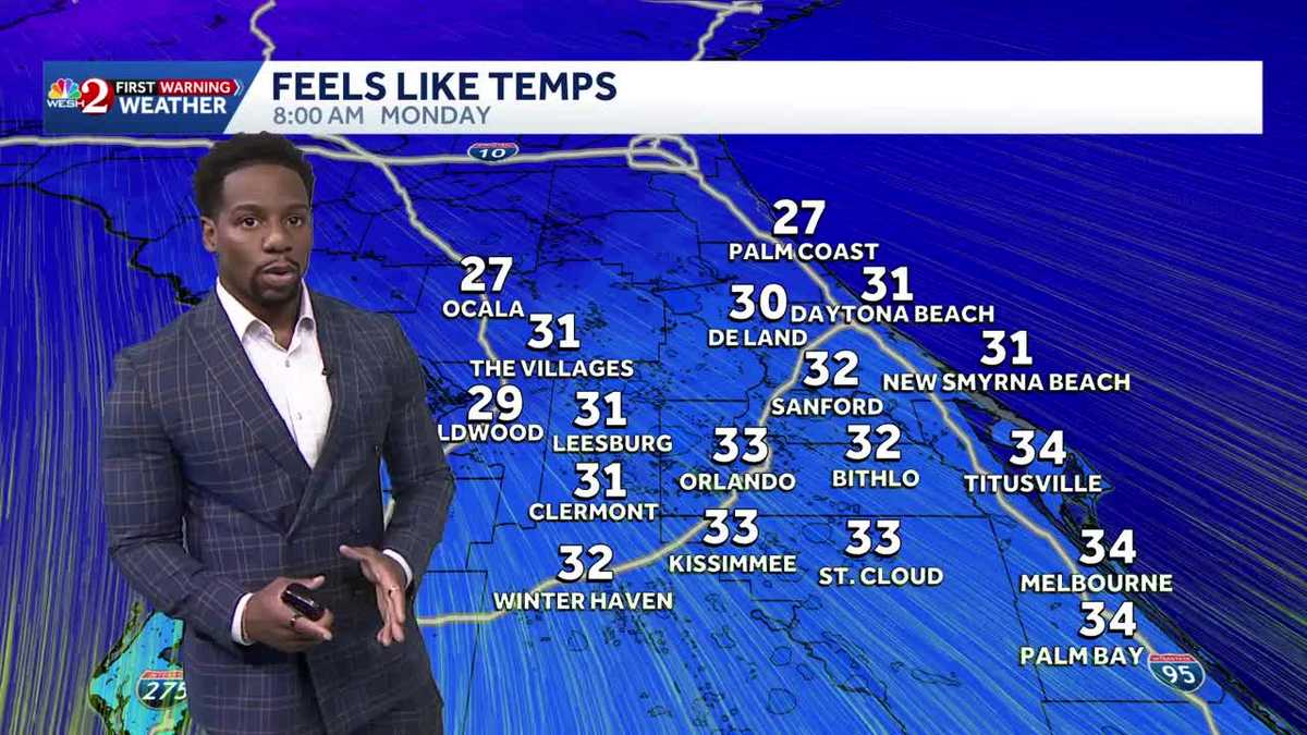 Early Workweek Freeze Concerns in Central Florida - But an Increased Fire Danger Threat Tonight