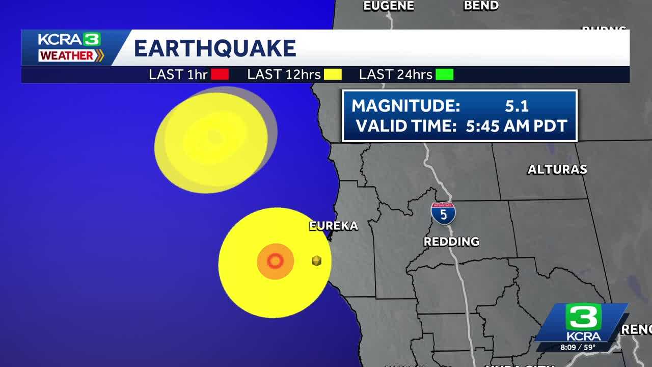 Magnitude 5.1 earthquake rattles off California coast west of Petrolia, USGS says
