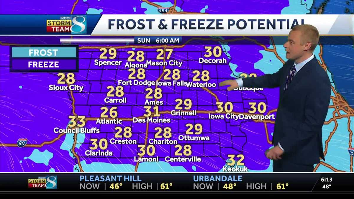 Iowa weather: Freeze Warning tonight, then warmer temps